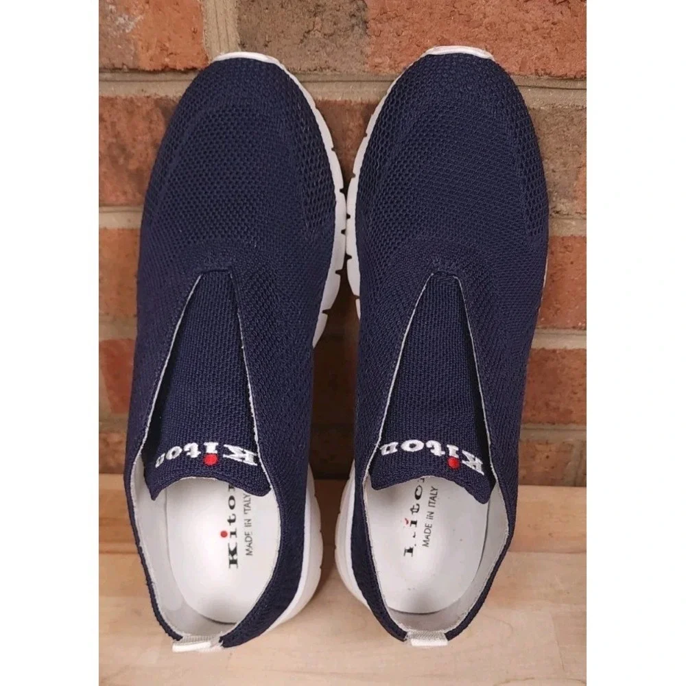 Kiton Blue‎ Knit Sneaker Shoes Slip On US Size 7.5 EU 41.5 Made In Italy